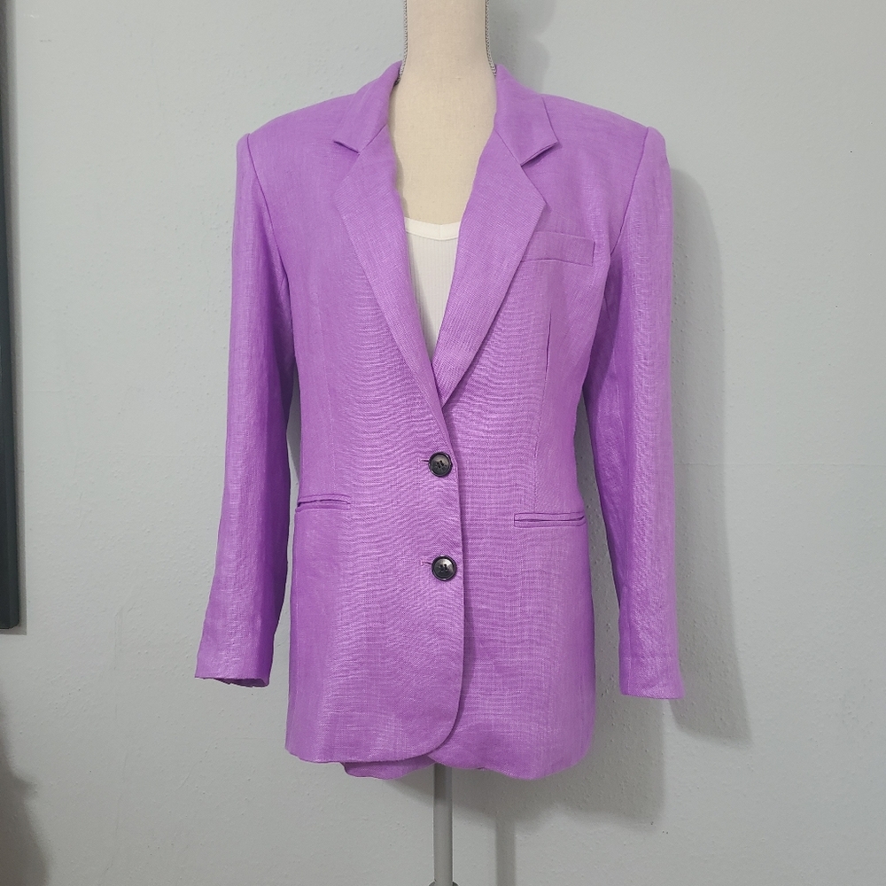 RONNY KOBO Klover Blazer in Ultra Purple‎ 100% Linen Size XS